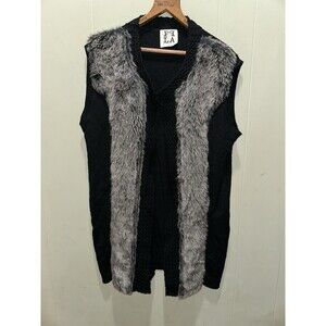 PPLA Clothing Black Faux Fur Lined Open Front Vest Women's Size L - Preowned